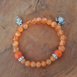 Bracelet zen et tortue en calcite orange