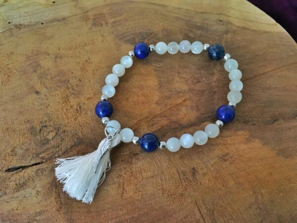 Bracelet perle de lune et lapis lazuli