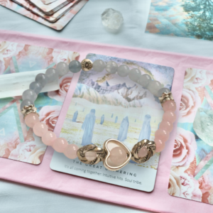 Bracelet en aigue-marine et quartz rose