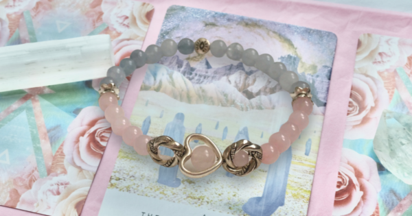 Bracelet en aigue-marine et quartz rose