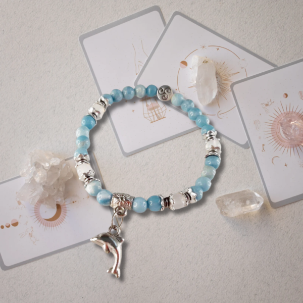 Bracelet en Larimar et agate naturelle