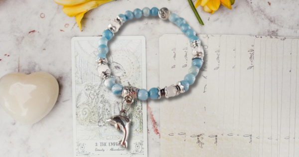 Bracelet en Larimar et agate naturelle