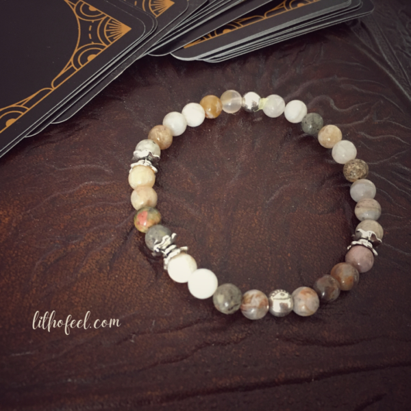 bracelet en agate feuilles de bambou