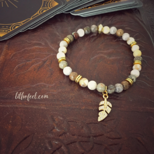 Bracelet agate feuilles de bambou